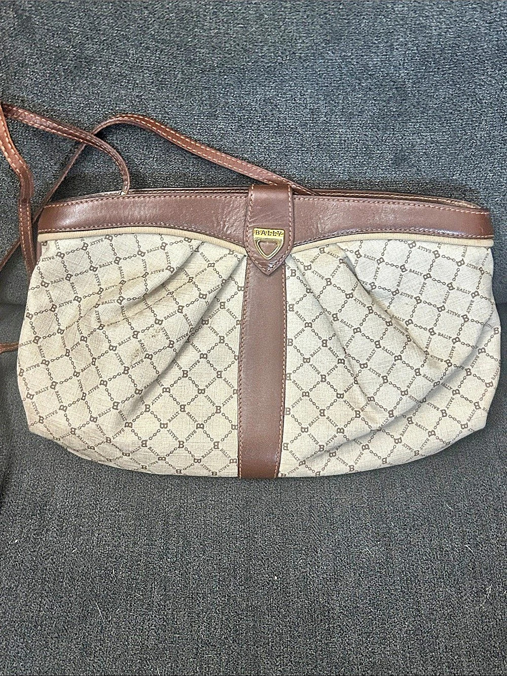 Bally Monogram Crossbody Bag in Brown & Beige
